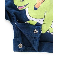 Babyhug 100% Cotton Knit Single Jersey Dungaree and Half Sleeves T-Shirt Set Dino Print - Blue