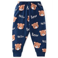 Babyhug Single Jersey Knit Full Sleeves Teddy Printed Night Suit - Navy Blue