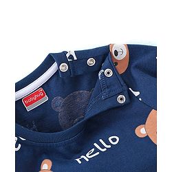 Babyhug Single Jersey Knit Full Sleeves Teddy Printed Night Suit - Navy Blue