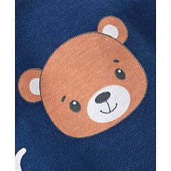 Babyhug Single Jersey Knit Full Sleeves Teddy Printed Night Suit - Navy Blue