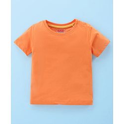 Babyhug Cotton Knit Beach Printed Dungaree with Half Sleeves Inner Tee - Orange Blue & White
