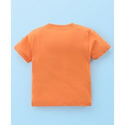 Babyhug Cotton Knit Beach Printed Dungaree with Half Sleeves Inner Tee - Orange Blue & White