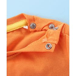Babyhug Cotton Knit Beach Printed Dungaree with Half Sleeves Inner Tee - Orange Blue & White