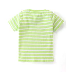 Babyhug 100% Cotton Knit Dungaree & Half Sleeves T-Shirt With Striped & Space Theme Print - Green & Blue