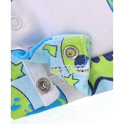 Babyhug 100% Cotton Knit Dungaree & Half Sleeves T-Shirt With Striped & Space Theme Print - Green & Blue