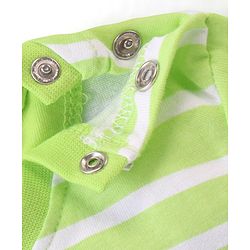 Babyhug 100% Cotton Knit Dungaree & Half Sleeves T-Shirt With Striped & Space Theme Print - Green & Blue