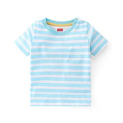 Babyhug 100% Cotton Knit Dungaree & Half Sleeves T-Shirt Set With Penguin Print - Blue & Grey