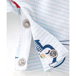Babyhug 100% Cotton Knit Dungaree & Half Sleeves T-Shirt Set With Penguin Print - Blue & Grey