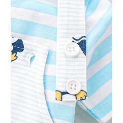 Babyhug 100% Cotton Knit Dungaree & Half Sleeves T-Shirt Set With Penguin Print - Blue & Grey