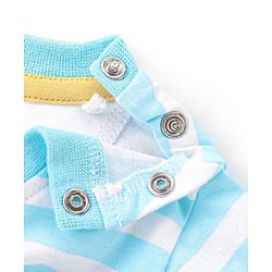 Babyhug 100% Cotton Knit Dungaree & Half Sleeves T-Shirt Set With Penguin Print - Blue & Grey