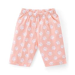Babyhug Single Jersey Knit Half Sleeves Capri Night Suit Kitty Print - Peach