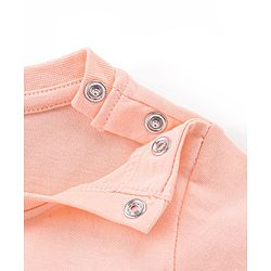Babyhug Single Jersey Knit Half Sleeves Capri Night Suit Kitty Print - Peach