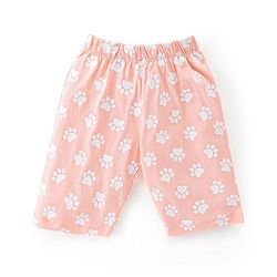 Babyhug Single Jersey Knit Half Sleeves Capri Night Suit Kitty Print - Peach