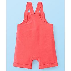 Babyhug Single Jersey Cotton Knit Dungaree with Half Sleeves Inner Tee Croc & Tiger Print - Red