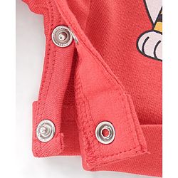 Babyhug Single Jersey Cotton Knit Dungaree with Half Sleeves Inner Tee Croc & Tiger Print - Red