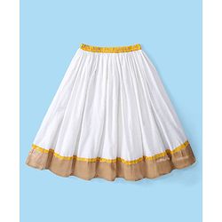 Babyhug Half Sleeves Pattu Pavada Choli & Lehenga with Floral Embroidery - Yellow