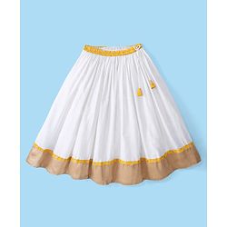 Babyhug Half Sleeves Pattu Pavada Choli & Lehenga with Floral Embroidery - Yellow