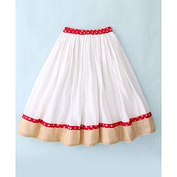 Babyhug Half Sleeves Pattu Pavada Choli & Lehenga with Floral Embroidery - Red
