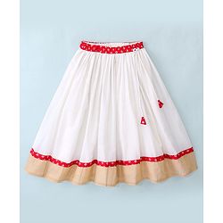 Babyhug Half Sleeves Pattu Pavada Choli & Lehenga with Floral Embroidery - Red