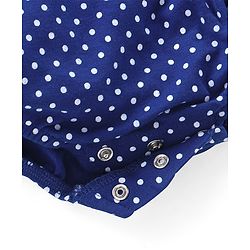 Babyhug 100% Cotton Knit Sleeveless Polka Dots Printed Onesie with Bow Applique - Navy Blue
