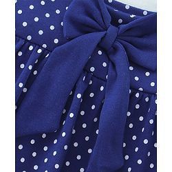 Babyhug 100% Cotton Knit Sleeveless Polka Dots Printed Onesie with Bow Applique - Navy Blue