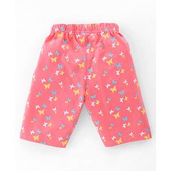 Babyhug Cotton Knit Single Jersey Half Sleeves Capri Night Suit With Unicorn Print - Pink