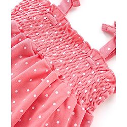 Babyhug 100% Cotton Knit Sleeveless Onesie Polka Dot Print - Pink