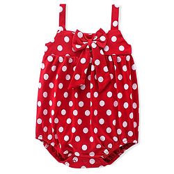 Babyhug 100% Cotton Singlet Sleeves Onesies With Polka Dots Print - Red