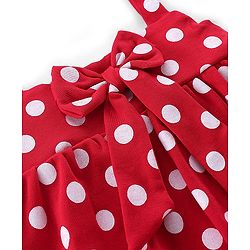 Babyhug 100% Cotton Singlet Sleeves Onesies With Polka Dots Print - Red