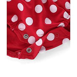 Babyhug 100% Cotton Singlet Sleeves Onesies With Polka Dots Print - Red