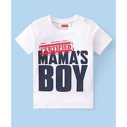 Babyhug 100% Cotton Knit Half Sleeves T-Shirt With Text Graphics - White