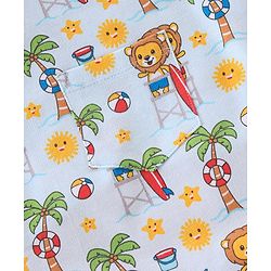 Babyhug 100% Cotton Knit Dungaree & Half Sleeves T-Shirt Set Text & Lion Print - Yellow & Blue