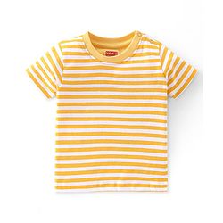 Babyhug 100% Cotton Knit Dungaree & Half Sleeves T-Shirt Set With Animals Print - Blue & Yellow