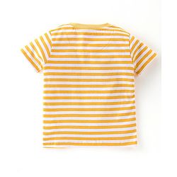 Babyhug 100% Cotton Knit Dungaree & Half Sleeves T-Shirt Set With Animals Print - Blue & Yellow
