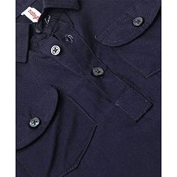 Babyhug Rayon Full Sleeves Pathani Kurta & Pyjama Set Solid Color - Navy Blue