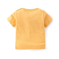 Babyhug 100% Cotton Knit Dungaree and Half Sleeves T-Shirt Set Text & Lion Print - Orange & Blue
