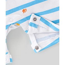 Babyhug 100% Cotton Knit Dungaree and Half Sleeves T-Shirt Set Text & Lion Print - Orange & Blue