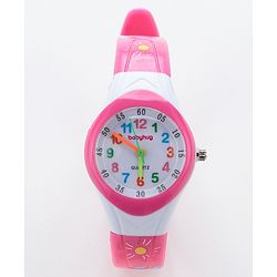 Babyhug Free Size Analog Watch with Floral Print  -  Pink