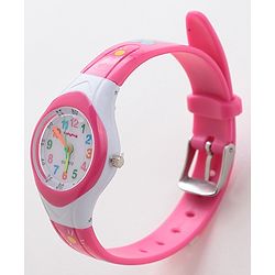 Babyhug Free Size Analog Watch with Floral Print  -  Pink