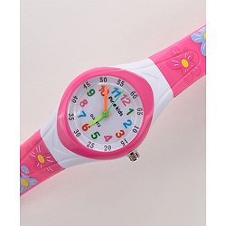 Babyhug Free Size Analog Watch with Floral Print  -  Pink
