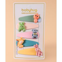 Babyhug Snap Clips Animal Design Pack of 5 - Multicolour