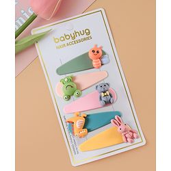 Babyhug Snap Clips Animal Design Pack of 5 - Multicolour