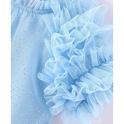 Babyhug Sleeveless A Line & Glittery Party Frock with Frill Detailing - Frozen  Blue