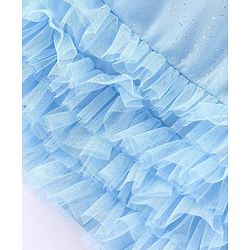 Babyhug Sleeveless A Line & Glittery Party Frock with Frill Detailing - Frozen  Blue