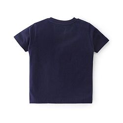 Babyhug Cotton Knit Half Sleeves Night Suit With Teddy Print - Navy Blue