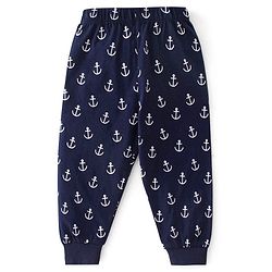 Babyhug Cotton Knit Half Sleeves Night Suit With Teddy Print - Navy Blue