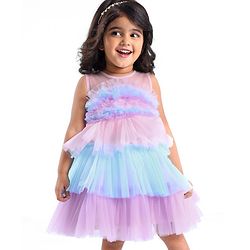 Babyhug Woven Sleeveless Tierred Party Dress  - Multicolour