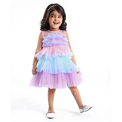 Babyhug Woven Sleeveless Tierred Party Dress  - Multicolour