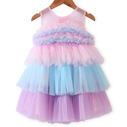 Babyhug Woven Sleeveless Tierred Party Dress  - Multicolour