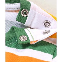 Babyhug Cotton Knit Half Sleeves Striped T-Shirt Raccoon Print - Multicolour